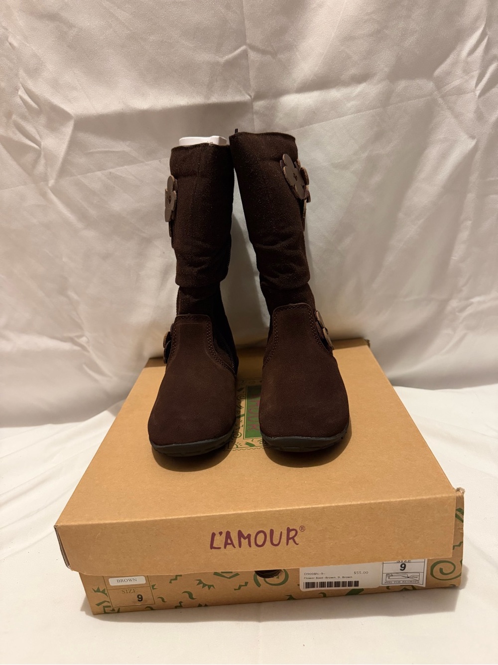 L'Amour Women's Dark Brown Mid-Calf Suede Heel Boots
